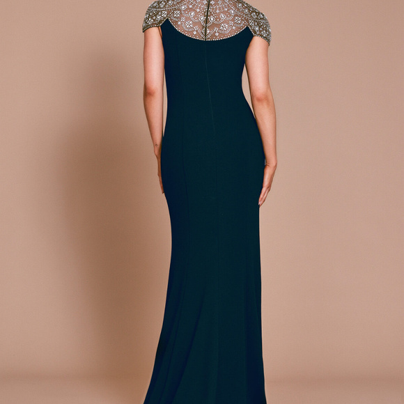 Afton Crystal Embellished crepe Gown - Picture 2 of 2